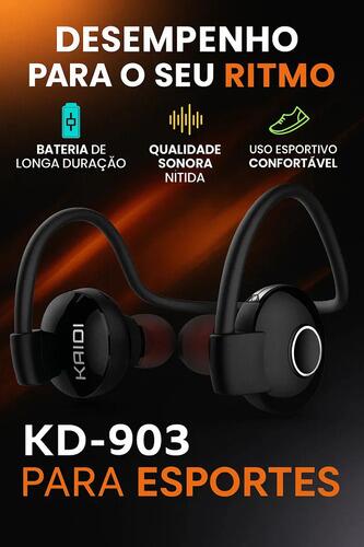 Fone De Ouvido Bluetooth Esportivo Kd-903 - Kaidi Cor Preto