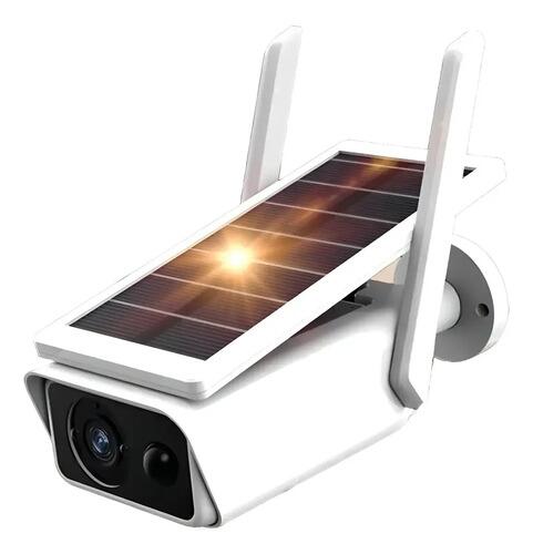 Câmera Ip Bullet Segurança Wifi Ip66 Energia Solar Full Hd C Branco