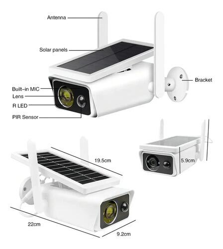 Câmera Ip Bullet Segurança Wifi Ip66 Energia Solar Full Hd
