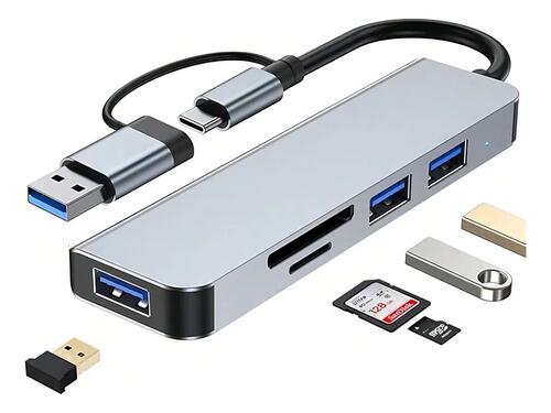 Hub Adaptador Seisa 5 Em 1 Usb-c Com Usb 3.0 Micro Sd Pratea Prateado