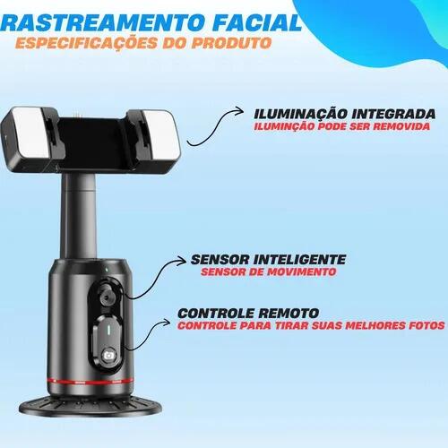 A Gold Gimbal Suporte Celular 360 Reconhecimento Facial Com