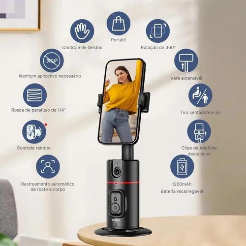 A Gold Gimbal Suporte Celular 360 Reconhecimento Facial Com