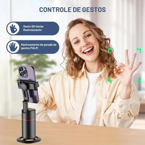 A Gold Gimbal Suporte Celular 360 Reconhecimento Facial Com