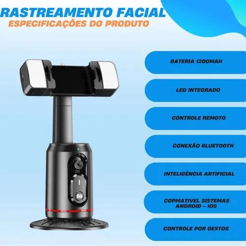 A Gold Gimbal Suporte Celular 360 Reconhecimento Facial Com