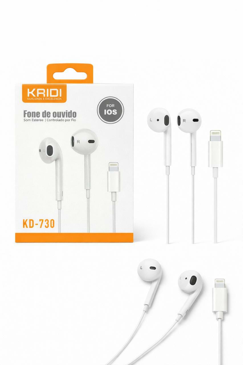 Fone de Ouvido com Fio KAIDI KD-730 para iOS Som Estéreo e Praticidade