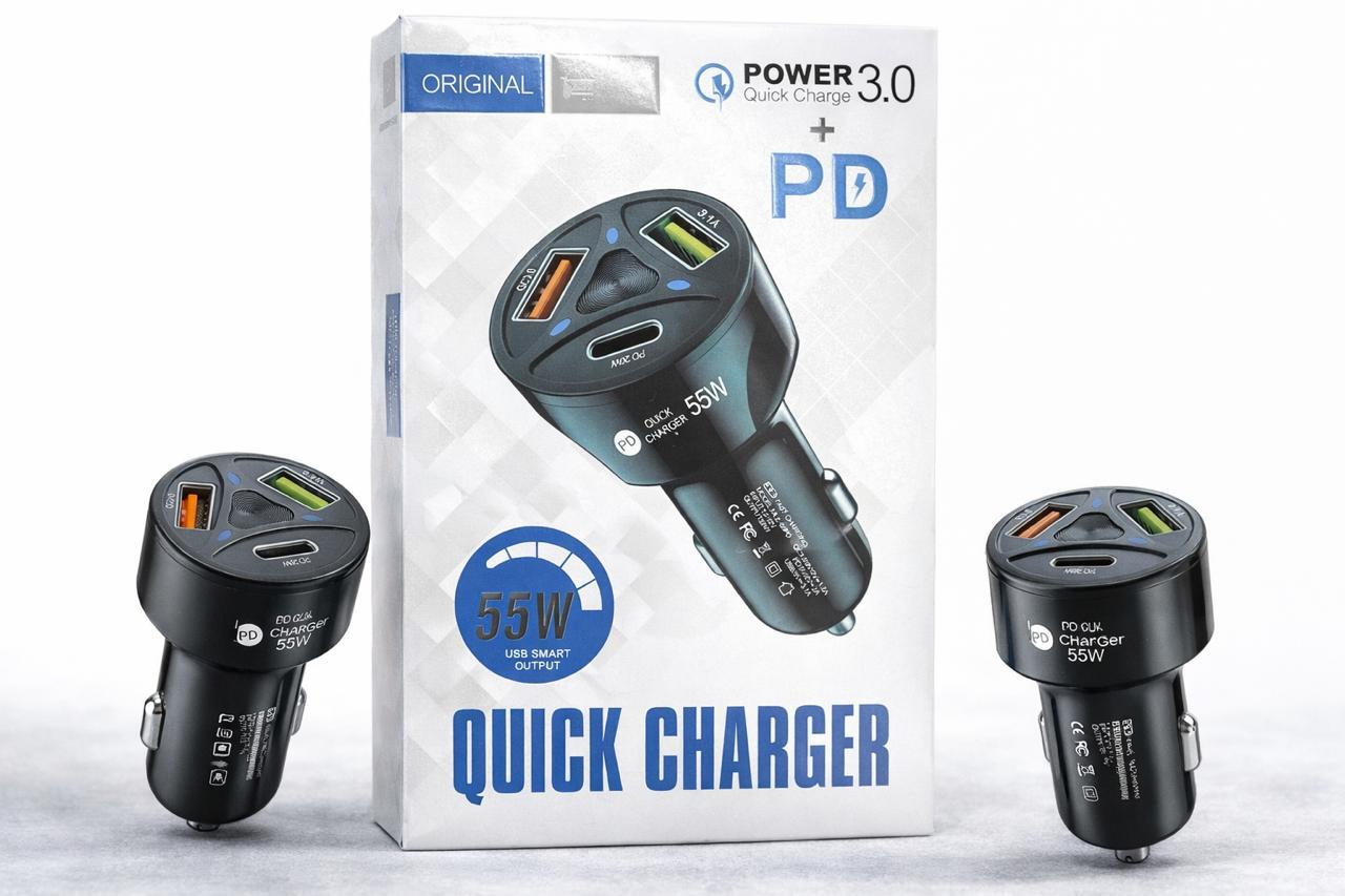 Carregador Veicular Turbo 55W (PD + QC 3.0)