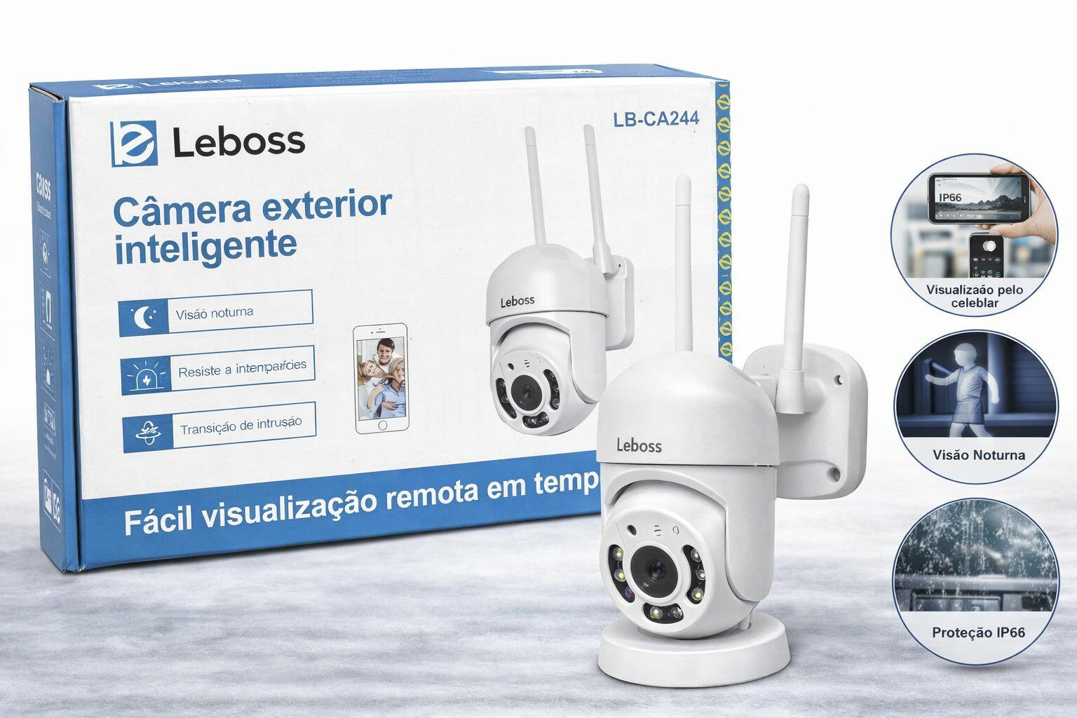 Câmera de Segurança Externa Leboss LB-CA244 ? WiFi, IP66 e Monitoramento Inteligente