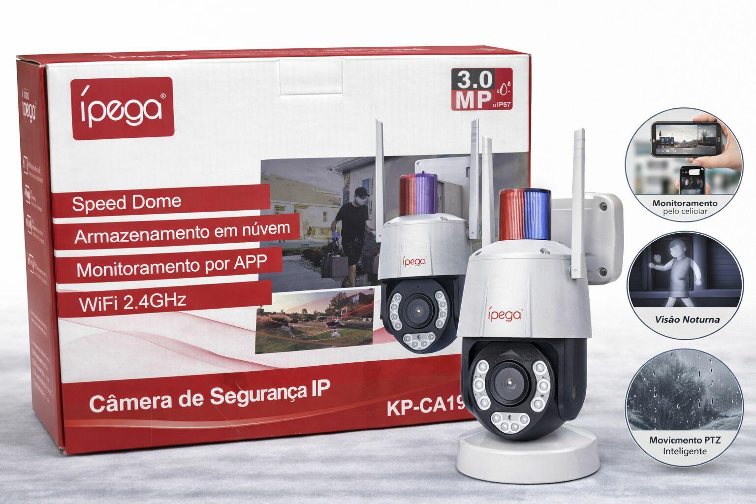 Câmera de Segurança IP WiFi Ipega KP-CA192 3MP PTZ IP67 Externa
