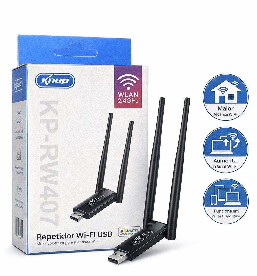 Repetidor de Sinal Wi-Fi USB Knup KP-RW407 2.4GHz Alta Cobertura