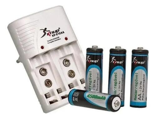 Pilhas Palito Recarregaveis Knup Bivolt + 4 Pilhas Kp-512