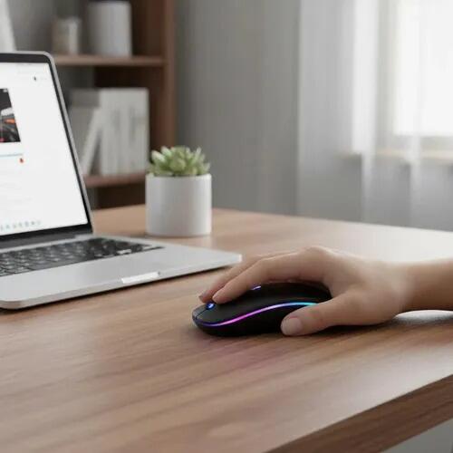 Mouse Luminoso Sem Fio Recarregável Optico Led Rgb 2.4g