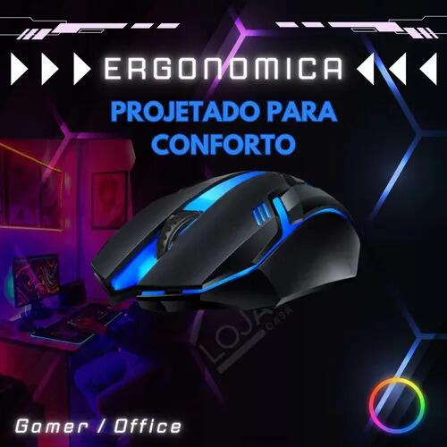 Mouse Gamer Rgb Óptico Antiderrapante Jogo Ágil Ergonônico