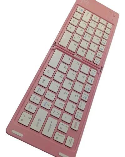 Teclado Bluetooth Dobrável Sem Fio Tab/cel/iPad/notebook Rosa