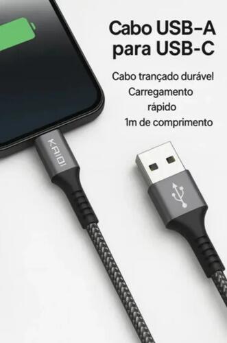 Cabo Carregador Tipo C Reforçado Kaidi Kd-2501c Anti-quebra