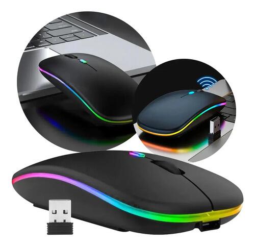 Mouse Sem Fio Bluetooth + 2.4g Usb Recarregável Para Notbook Preto