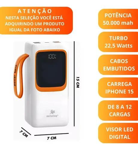 Carregador Power Bank 50.000mah Portátil Turbo Rápido