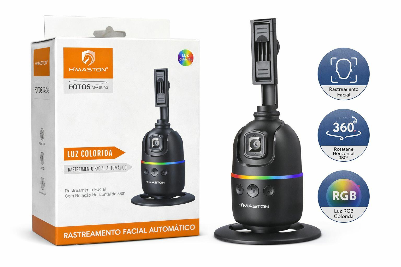 Suporte com Rastreamento Facial H?Maston ZB05 360° Luz RGB Automático