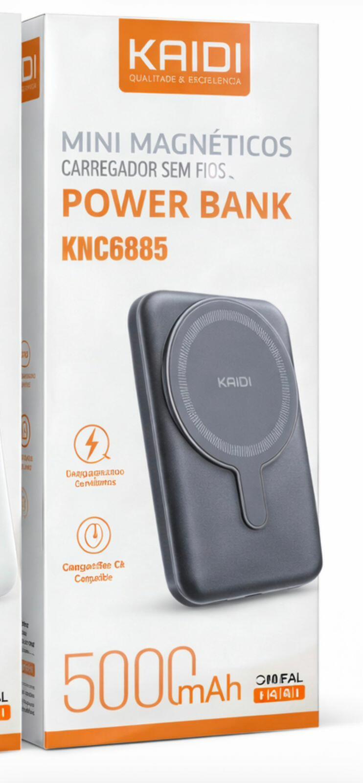 Power Bank Magnético Kaidi 5000mAh Sem Fio Carregamento