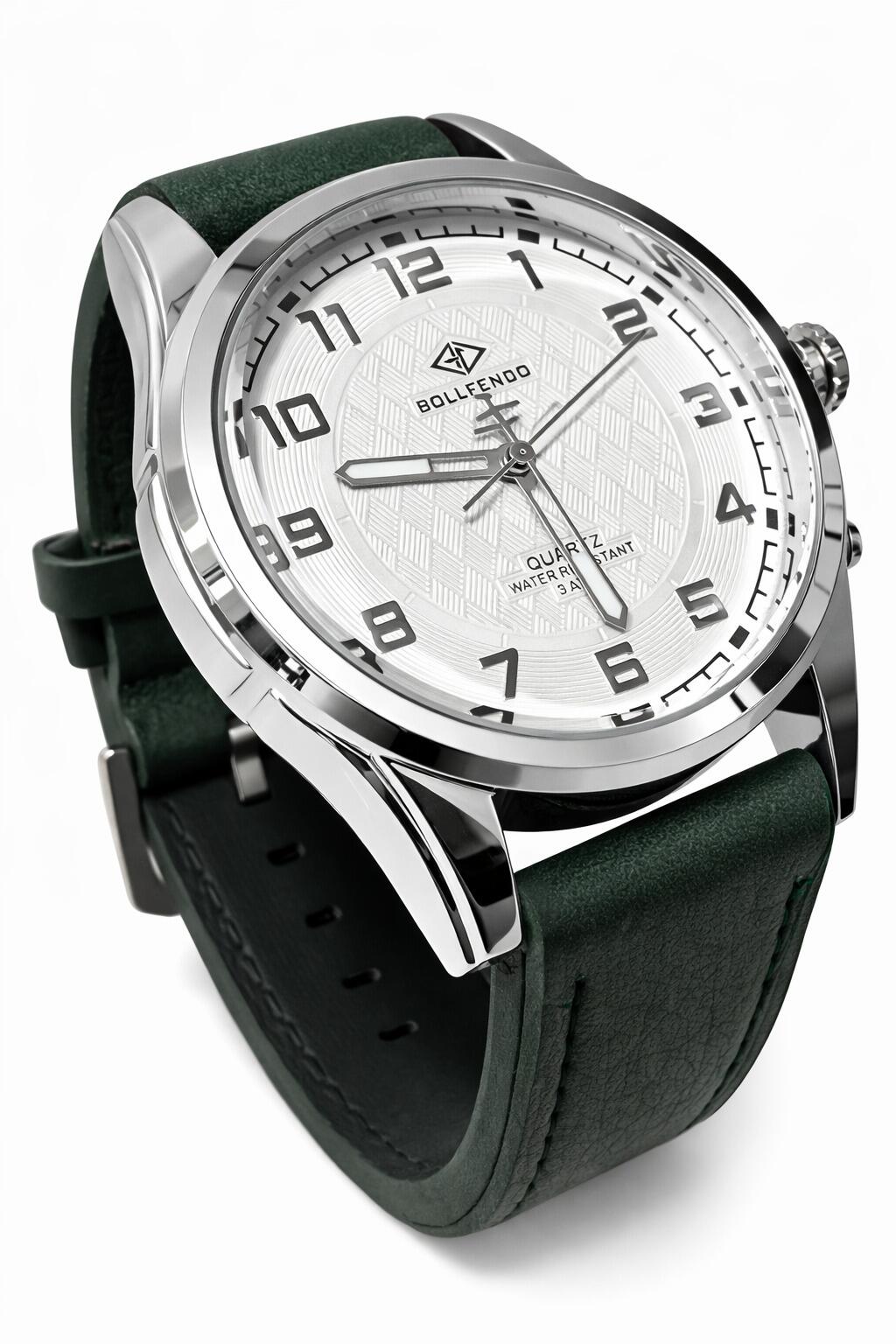 Relógio De Pulso Masculino Bollfendo Original Aço E Couro