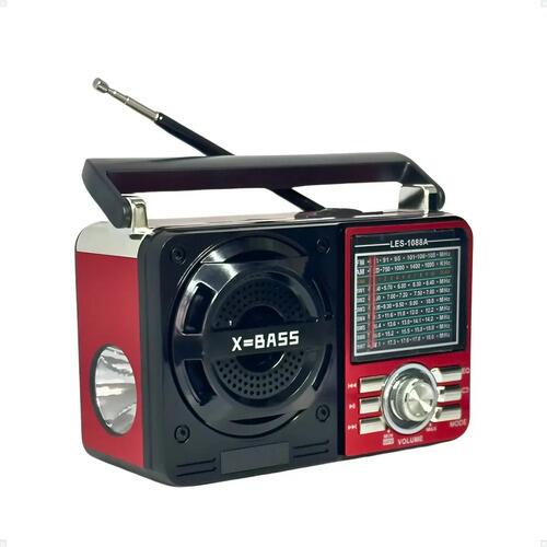 Rádio Portátil Am Fm A Pilha E Energia Usb Recárregavel Vermelho 127/220v