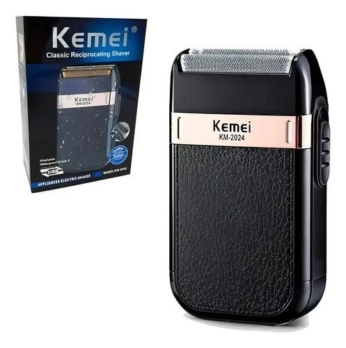 Barbeador Elétrico Acabamento Shaver Kemei 2024 Cor Preto