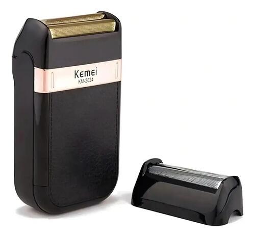 Barbeador Elétrico Acabamento Shaver Kemei 2024 Cor Preto