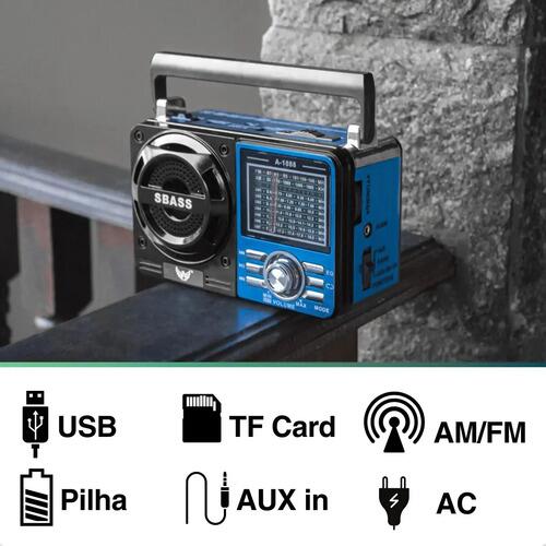Rádio Portátil Am Fm A Pilha E Energia Usb Recárregavel
