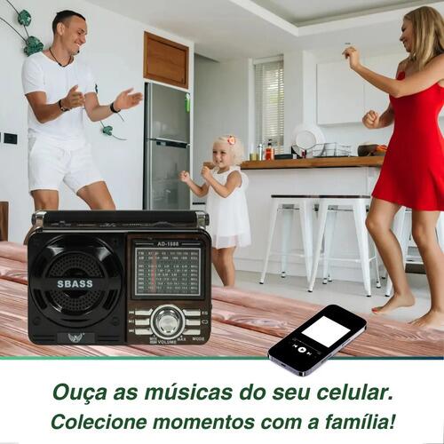 Rádio Portátil Am Fm A Pilha E Energia Usb Recárregavel