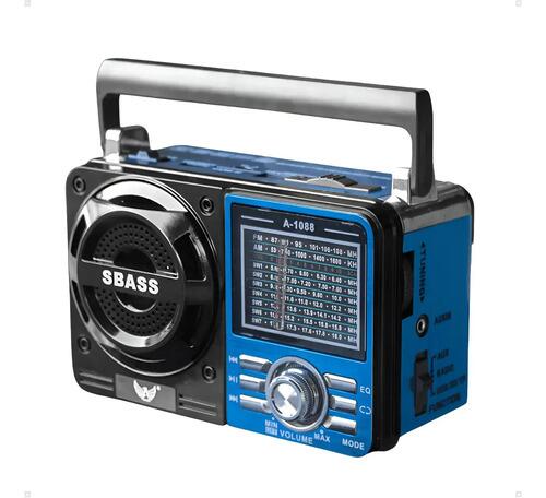 Rádio Portátil Am Fm A Pilha E Energia Usb Recárregavel Azul 127/220v