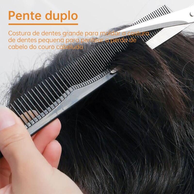 Kit 02 Tesouras De Corte E Desfiadeira Para Cabelos Com Pent