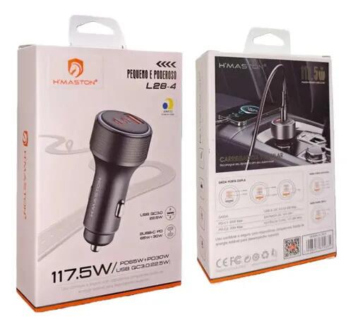 Carregador L28-4 Veicular Turbo 117.5w Com 3 Entrada