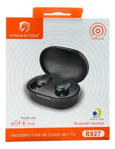 Fone De Ouvido RS27 Preto H'maston S/fio Preto