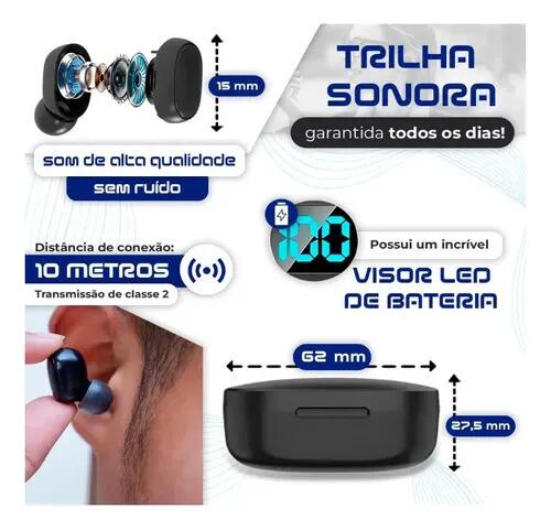 Fone Ouvido Bluetooth RS26 Sem Fio H Maston Digital Com Nf