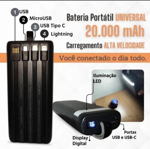 Power Bank BTE-05 Carregador Rápido 20000mah Bateria