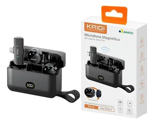Microfone Lapela Sem Fio Profissional Kaidi P4-c Type-c Preto