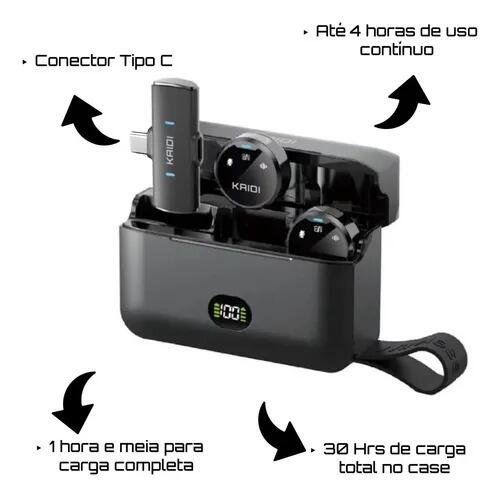Microfone Lapela Sem Fio Profissional Kaidi P4-c Type-c
