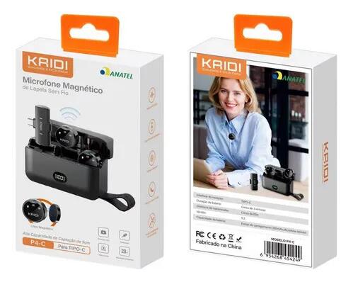 Microfone Lapela Sem Fio Profissional Kaidi P4-c Type-c