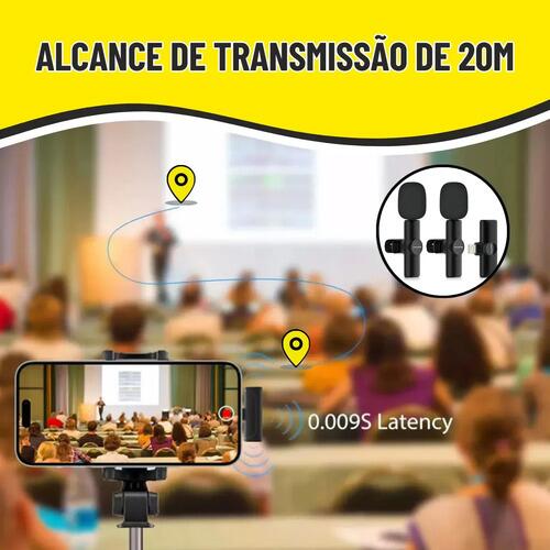 Microfone De Lapela Sem Fio H'mastom Modelo Duplo Para