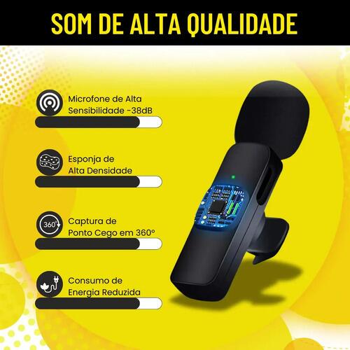 Microfone De Lapela Sem Fio H'mastom Modelo Duplo Para