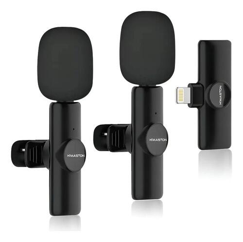 Microfone De Lapela Sem Fio H'mastom Modelo Duplo Para Table Preto
