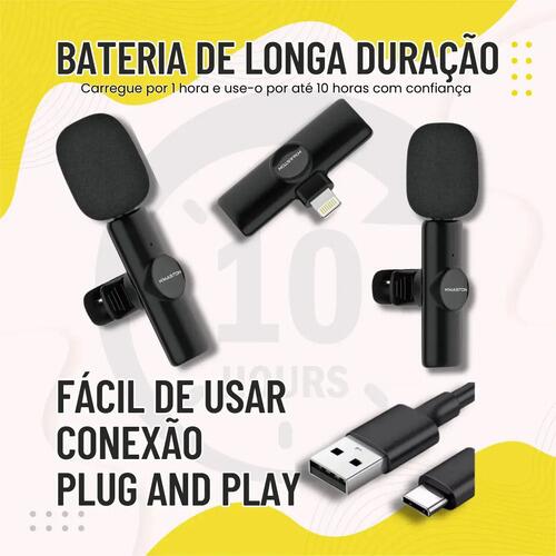 Microfone De Lapela Sem Fio H'mastom Modelo Duplo Para