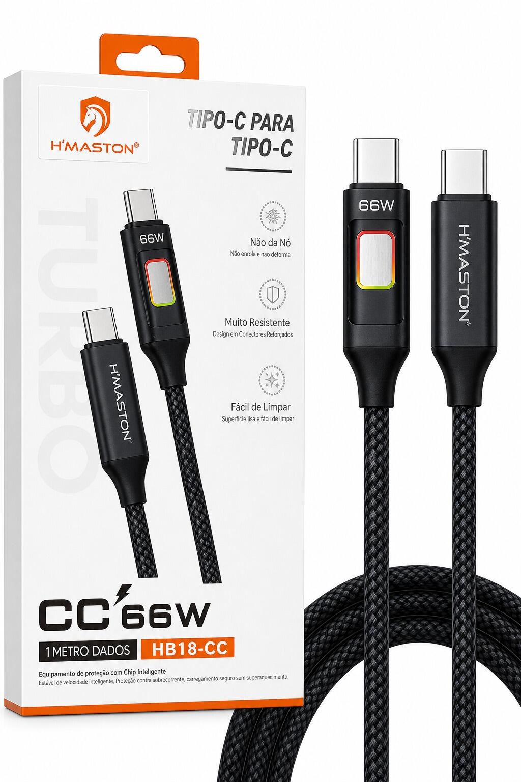Cabo 1 metro Tipo-C Tipo-C 100W H?maston ? Potência Máxima e Alta Performance