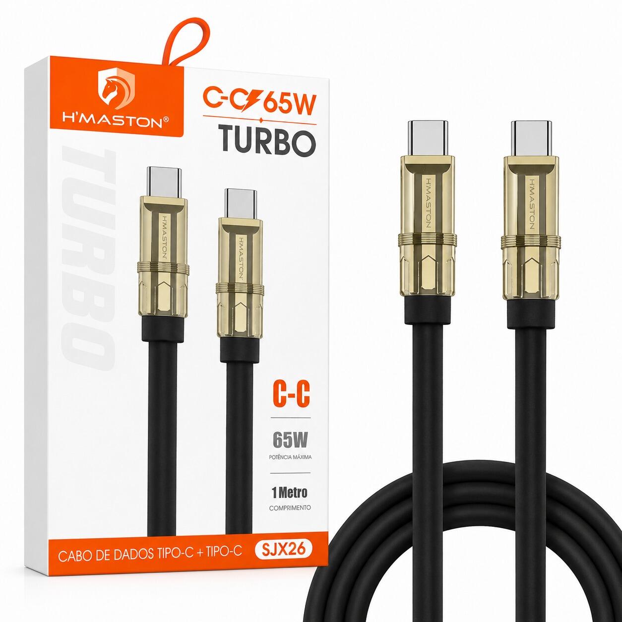 Cabo Tipo-C Para Tipo-C H?Maston Turbo 65W SJX26 Carregamento Rápido 1 Metro