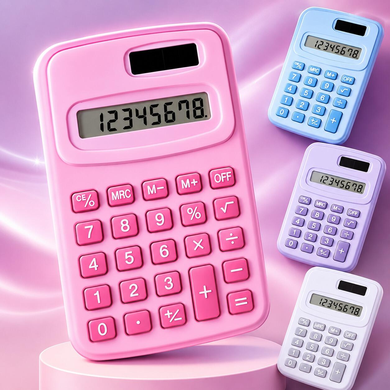 Mini Calculadora Eletrônica Colorida Portátil com Display LCD - Cores variadas