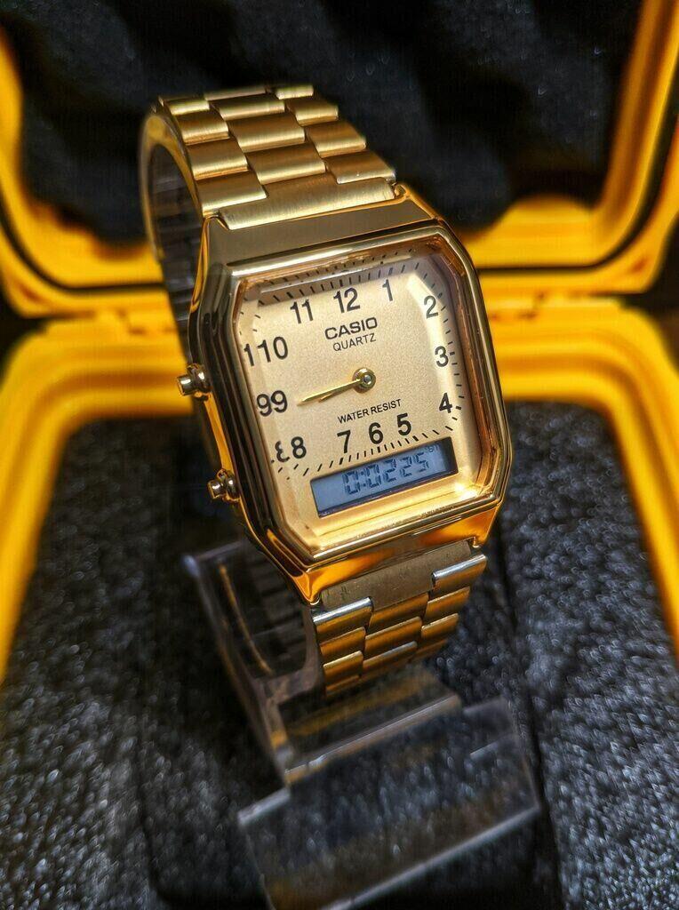 Relógio Aço Inox Digital Estilo Vintage Masculino AQ-230