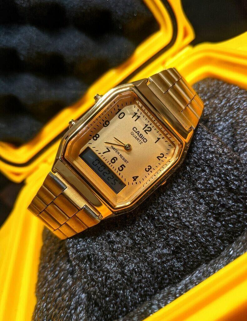 Relógio Aço Inox Digital Estilo Vintage Masculino AQ-230