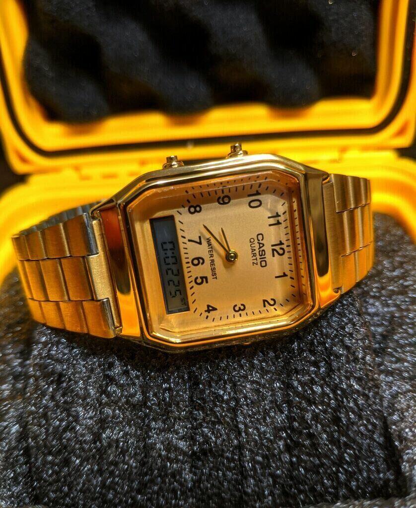 Relógio Aço Inox Digital Estilo Vintage Masculino AQ-230