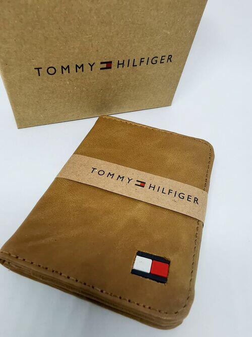 Carteira porta cartão Tommy Hilfiger Couro Legitimo Caramelo