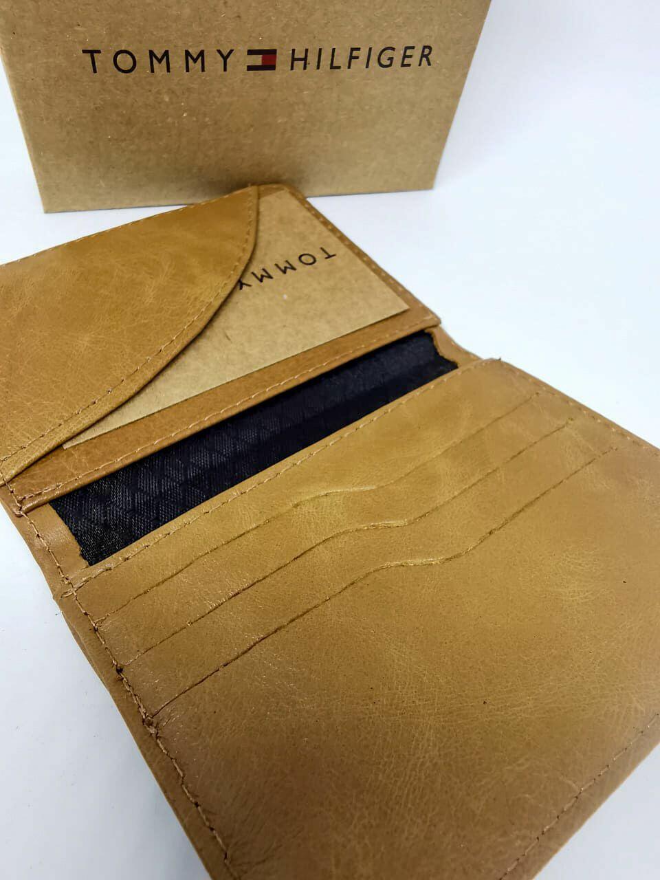 Carteira porta cartão Tommy Hilfiger Couro Legitimo Caramelo