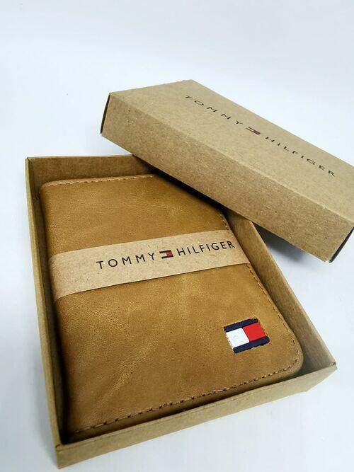 Carteira porta cartão Tommy Hilfiger Couro Legitimo Caramelo